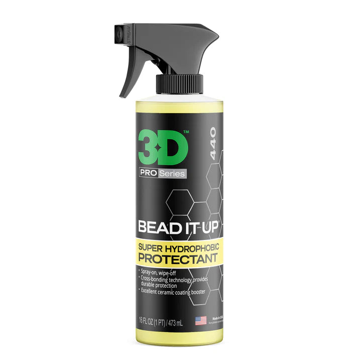 3D Pro Series BEAD IT UP Super Hydrophobic Protectant spray bottle on a white background