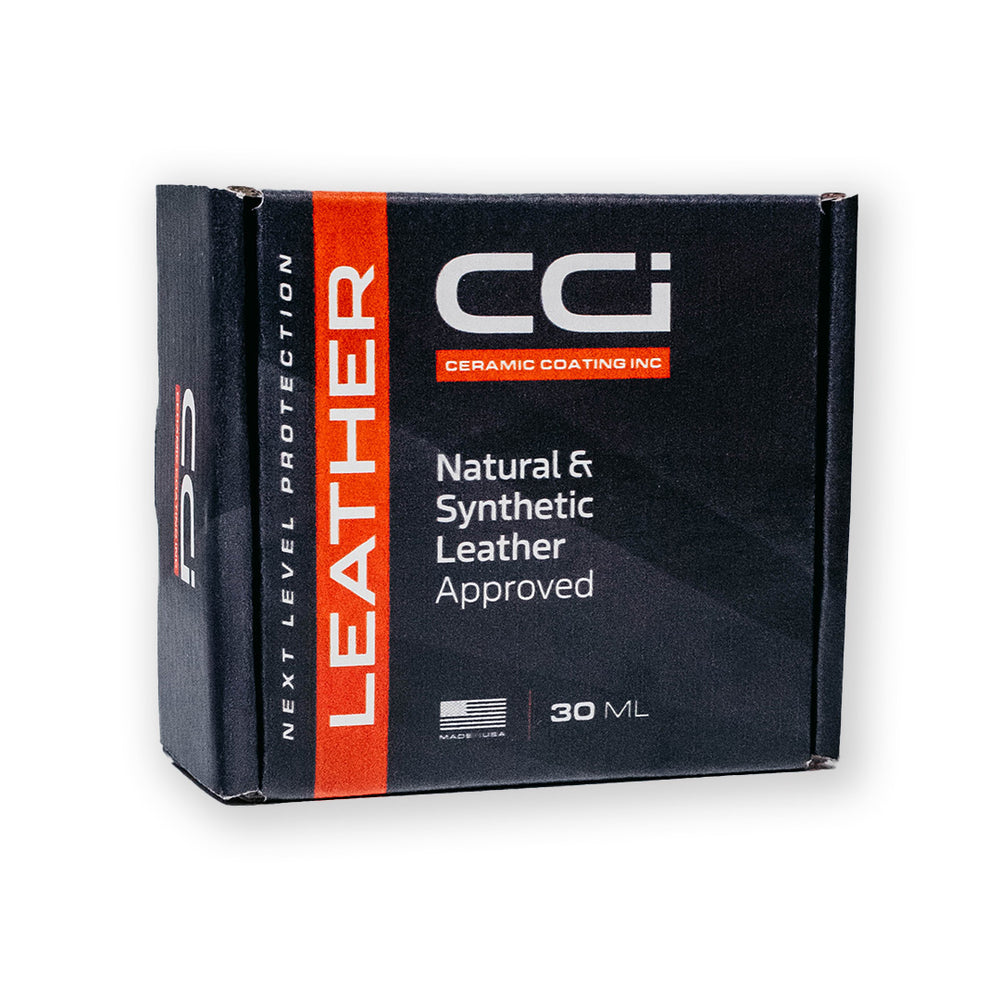 CGI Leather care product packaging on a white background