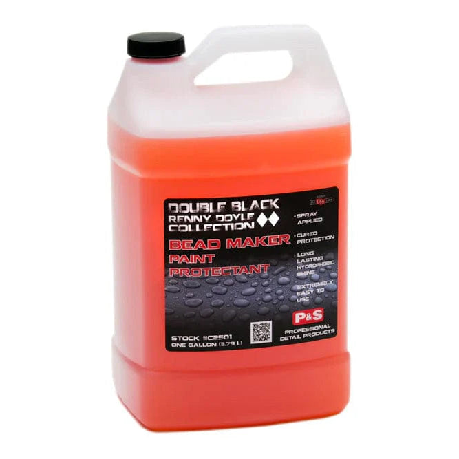 Red container with a black label on a white background