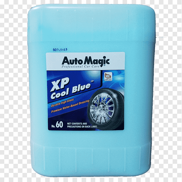 Blue container of Auto Magic XP Cool Blue car care product on a transparent background