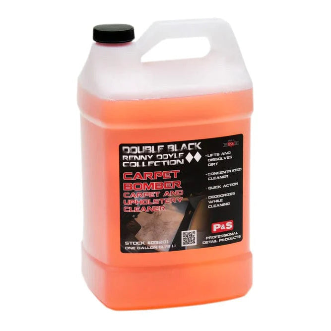 Gallon container of carpet cleaner with a label on a white background