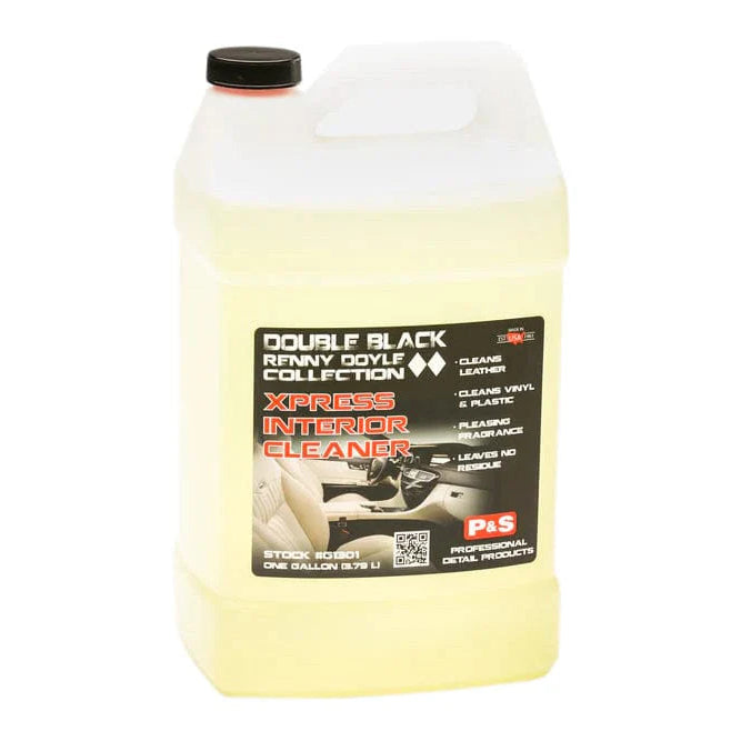 Gallon container of interior cleaner with a label on a white background